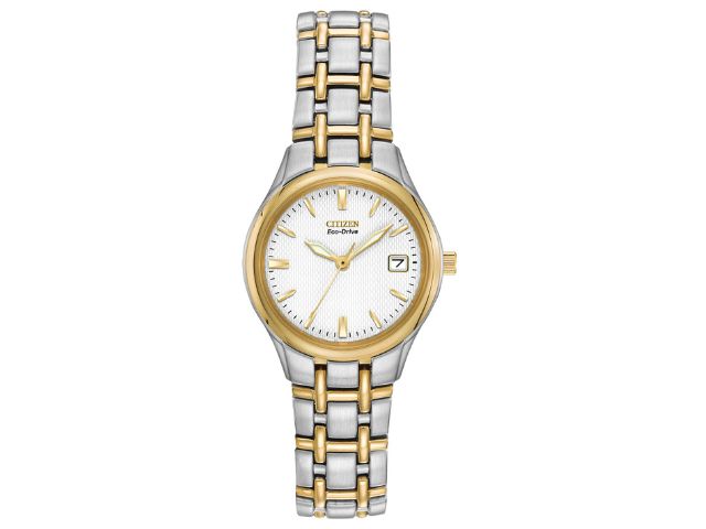 Corso - Ladies Eco-Drive Two-Tone White Dial Date Watch