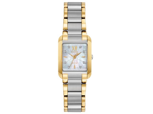 Citizen L Ladies Eco-Drive Gold White Dial Stainless Steel Watch