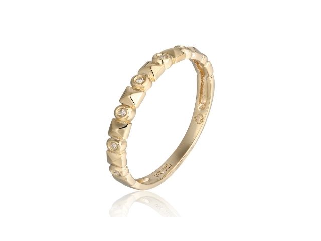 14K Stackable Diamond Band with Square Accents