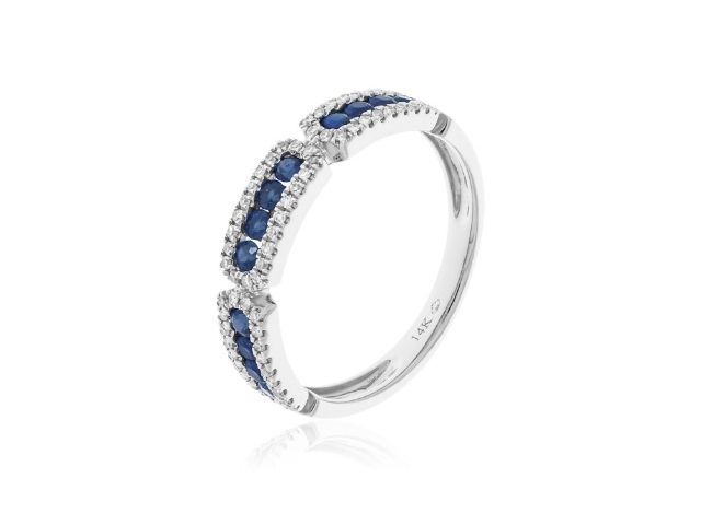 14K Sapphire and Diamond Band