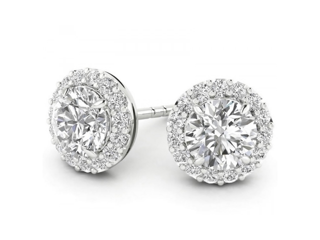 14K Diamond Halo Stud Earrings