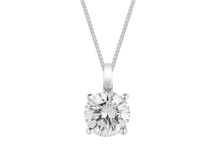 14K Diamond Solitaire Pendant