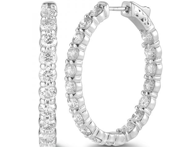 14K "Inside/Outside" Diamond Hoop Earrings