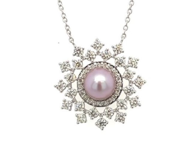 14K Snowflake Concho Pearl Necklace