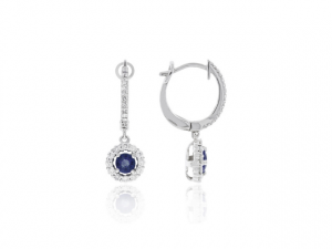14K Sapphire and Diamond Halo Earrings