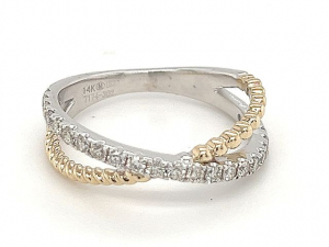 14K Two-Tone Twisted Diamond Ring