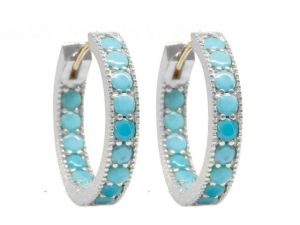 Sterling Silver 20MM Turquoise Hoops