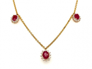 14Y Custom Designed Ruby & Diamond Necklace