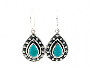 SS Teardrop Mexican Turquoise Earrings