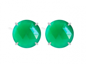 Sterling Silver Petal Green Onyx Stud Earrings