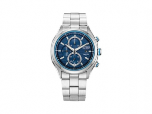 Stainless Steel Eco-Drive "Drive" With Blue Dial