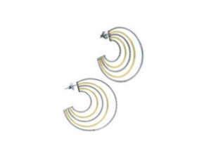 Sterling Silver & Yellow Gold Plated Quintuplet Hoop Earrings