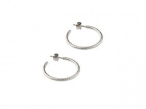 Sterling Silver 1" Sparkle Hoop Earrings