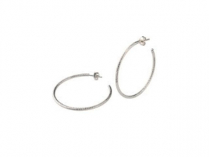 Sterling Silver 1 3/4" Sparkle Hoop Earrings