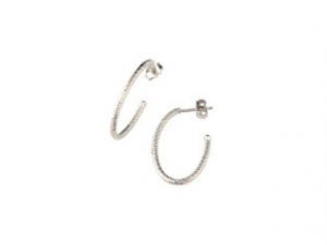 Sterling Silver Small Oval Sparkle Hoop Earrings