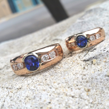 legend jewelers designs rose gold and sapphire bands