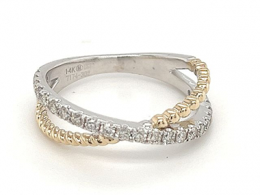 14K Two-Tone Twisted Diamond Ring 1