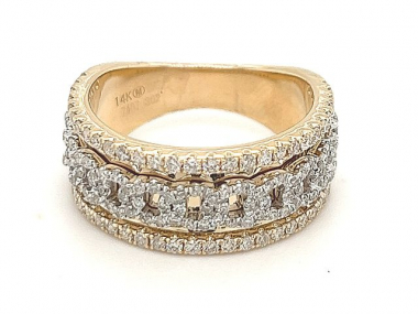 14K Two-Tone Wide Diamond Fashion Ring 1