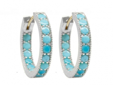 Sterling Silver 20MM Turquoise Hoops 1