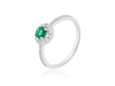 14K Emerald Ring With Diamond Halo 1