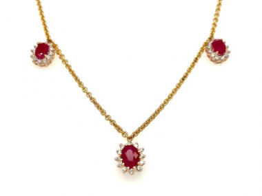 14Y Custom Designed Ruby & Diamond Necklace 1