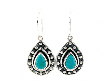 SS Teardrop Mexican Turquoise Earrings 1