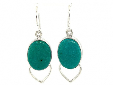 SS Oval Mexican Turquoise Earrings 1