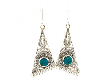 SS Cut-Out Western Mexican Turquoise Earrings 1