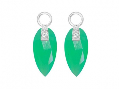 Sterling Silver 15MM Green Onyx Angel Wing Charms 1