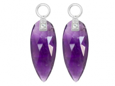 Sterling Silver 20MM Angel Wing Amethyst Charms 1