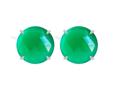 Sterling Silver Petal Green Onyx Stud Earrings 1