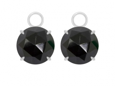 Sterling Silver Petal Black Spinel Charms 1