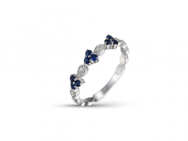 14K Sapphire & Diamond Stackable Ring 1