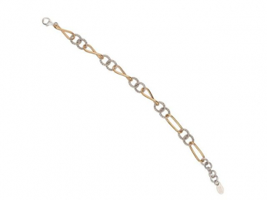 Sterling Silver & Gold Plated Oval Circle Link Bracelet 1