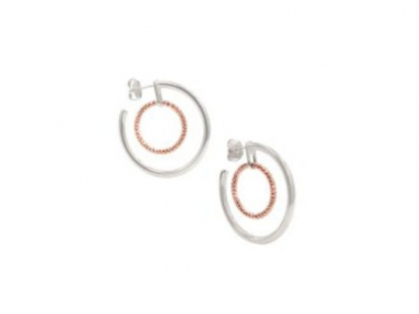 Sterling Silver & Rose Gold Plated Ring In Hoop Earrings 1