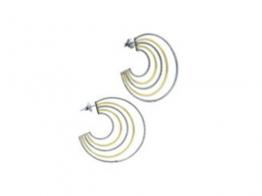 Sterling Silver & Yellow Gold Plated Quintuplet Hoop Earrings 1