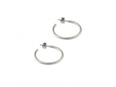 Sterling Silver 1" Sparkle Hoop Earrings 1
