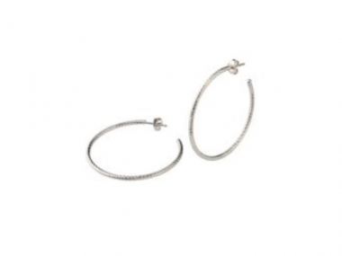 Sterling Silver 1 3/4" Sparkle Hoop Earrings 1