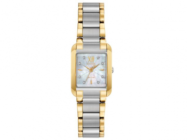 Citizen L Ladies Eco-Drive Gold White Dial Stainless Steel Watch 1
