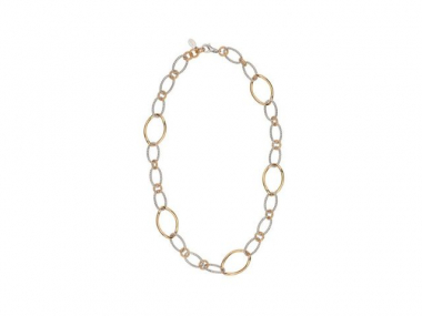 Sterling Silver & Gold Plated Large Oval Link Necklace 1